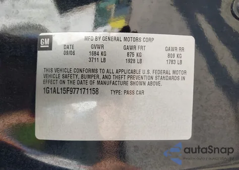 2007 Chevrolet Cobalt Lt from USA, damaged, VIN 1G1AL15F977171158